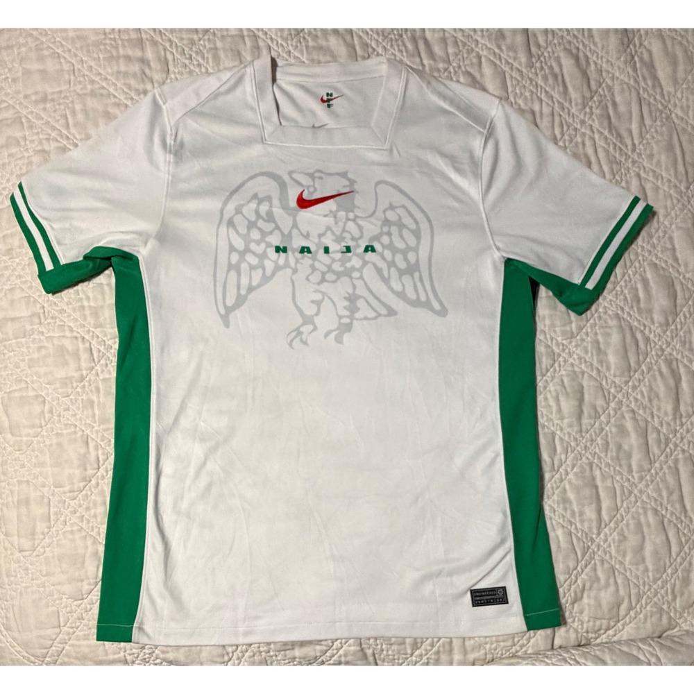 Nike Nigeria Naija National Team Soccer Jersey White Green Mens Medium
